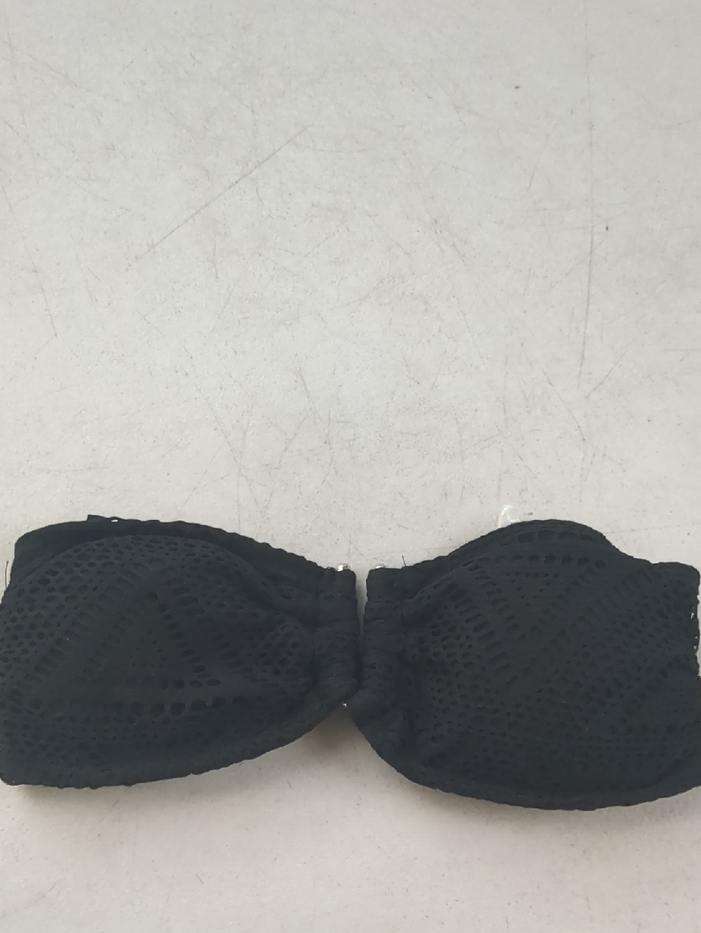 Wet Seal Black Lace-Textured Bandeau Bikini Top